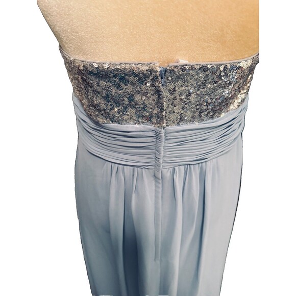 Christina Wu Formal Dress Sz 12 Silver Sequin Bodice Misty Blue Chiffon Party - Picture 6 of 12